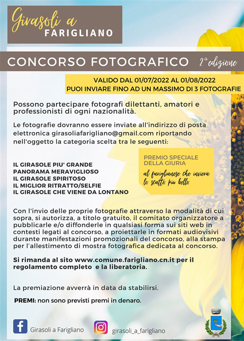 GIRASOLI A FARIGLIANO - CONCORSO FOTOGRAFICO - 2^ Edizione